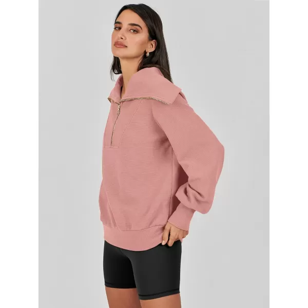 imageANRABESS Womens 2023 Fall Fashion Oversized Quarter Zip Pullover Sweatshirts Hoodie for Teen Girls Trendy Y2K ClothesDark Pink