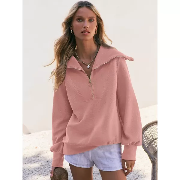imageANRABESS Womens 2023 Fall Fashion Oversized Quarter Zip Pullover Sweatshirts Hoodie for Teen Girls Trendy Y2K ClothesDark Pink
