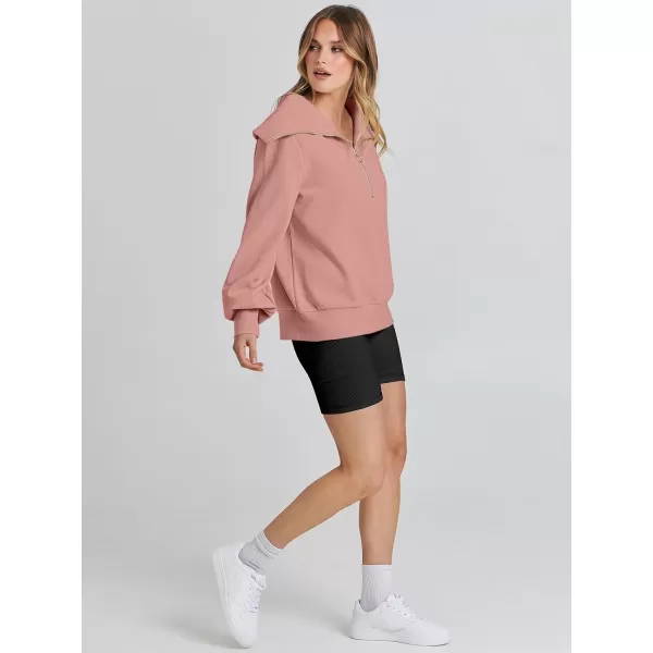 imageANRABESS Womens 2023 Fall Fashion Oversized Quarter Zip Pullover Sweatshirts Hoodie for Teen Girls Trendy Y2K ClothesDark Pink