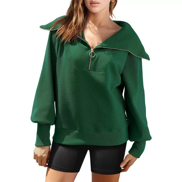 imageANRABESS Womens 2023 Fall Fashion Oversized Quarter Zip Pullover Sweatshirts Hoodie for Teen Girls Trendy Y2K ClothesGreen