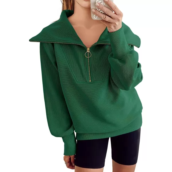 imageANRABESS Womens 2023 Fall Fashion Oversized Quarter Zip Pullover Sweatshirts Hoodie for Teen Girls Trendy Y2K ClothesGreen