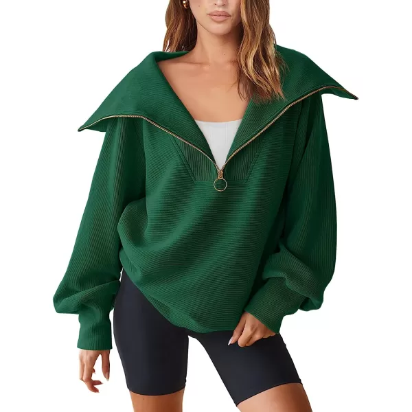 imageANRABESS Womens 2023 Fall Fashion Oversized Quarter Zip Pullover Sweatshirts Hoodie for Teen Girls Trendy Y2K ClothesGreen