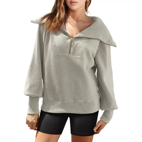 imageANRABESS Womens 2023 Fall Fashion Oversized Quarter Zip Pullover Sweatshirts Hoodie for Teen Girls Trendy Y2K ClothesLight Gray