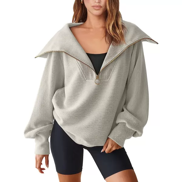 imageANRABESS Womens 2023 Fall Fashion Oversized Quarter Zip Pullover Sweatshirts Hoodie for Teen Girls Trendy Y2K ClothesLight Gray