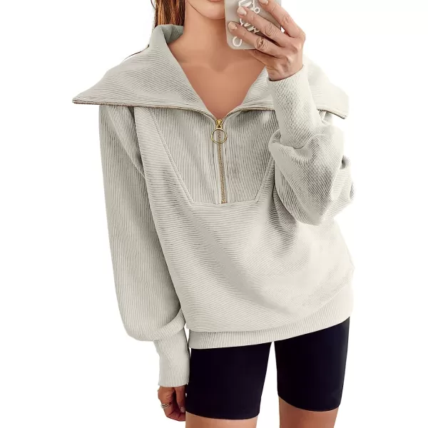 imageANRABESS Womens 2023 Fall Fashion Oversized Quarter Zip Pullover Sweatshirts Hoodie for Teen Girls Trendy Y2K ClothesLight Gray