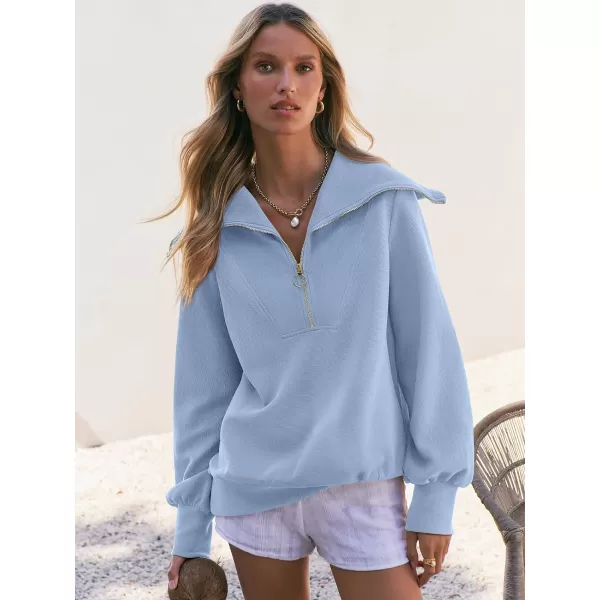 imageANRABESS Womens 2023 Fall Fashion Oversized Quarter Zip Pullover Sweatshirts Hoodie for Teen Girls Trendy Y2K ClothesSky