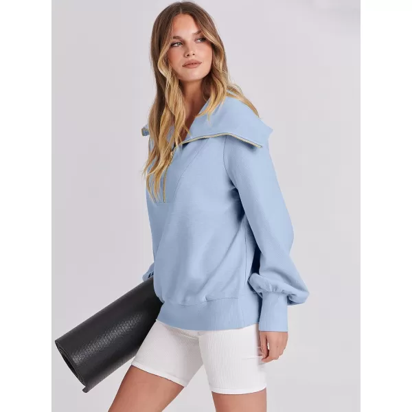 imageANRABESS Womens 2023 Fall Fashion Oversized Quarter Zip Pullover Sweatshirts Hoodie for Teen Girls Trendy Y2K ClothesSky