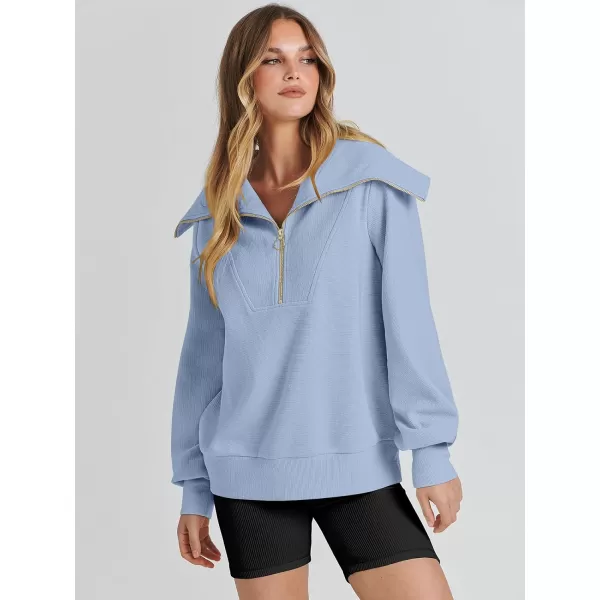 imageANRABESS Womens 2023 Fall Fashion Oversized Quarter Zip Pullover Sweatshirts Hoodie for Teen Girls Trendy Y2K ClothesSky
