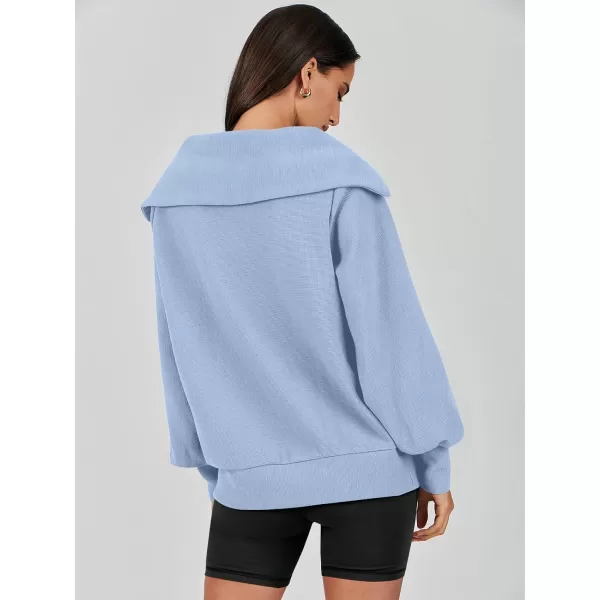 imageANRABESS Womens 2023 Fall Fashion Oversized Quarter Zip Pullover Sweatshirts Hoodie for Teen Girls Trendy Y2K ClothesSky