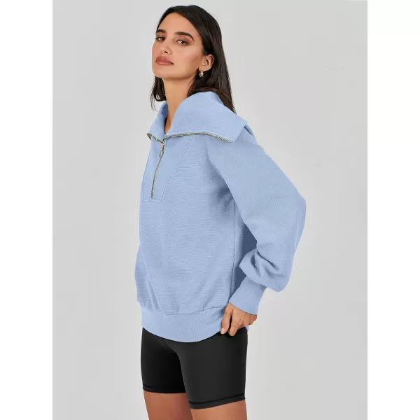 imageANRABESS Womens 2023 Fall Fashion Oversized Quarter Zip Pullover Sweatshirts Hoodie for Teen Girls Trendy Y2K ClothesSky