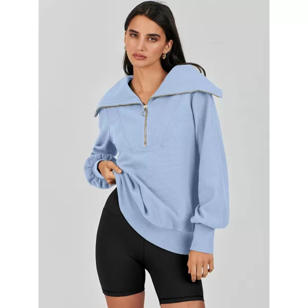 imageANRABESS Womens 2023 Fall Fashion Oversized Quarter Zip Pullover Sweatshirts Hoodie for Teen Girls Trendy Y2K ClothesSky
