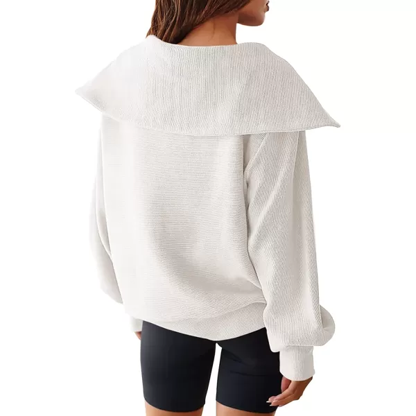 imageANRABESS Womens 2023 Fall Fashion Oversized Quarter Zip Pullover Sweatshirts Hoodie for Teen Girls Trendy Y2K ClothesWhite