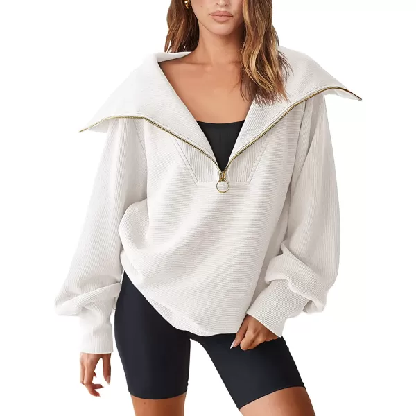 imageANRABESS Womens 2023 Fall Fashion Oversized Quarter Zip Pullover Sweatshirts Hoodie for Teen Girls Trendy Y2K ClothesWhite