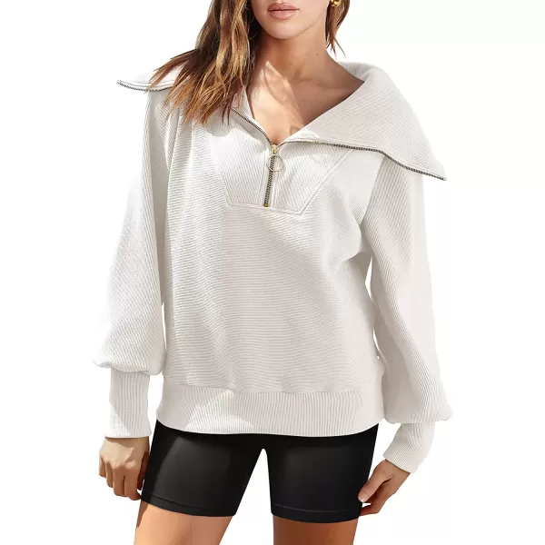 imageANRABESS Womens 2023 Fall Fashion Oversized Quarter Zip Pullover Sweatshirts Hoodie for Teen Girls Trendy Y2K ClothesWhite