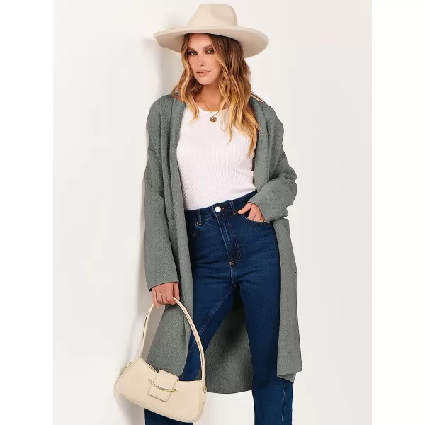 imageANRABESS Womens 2023 Fall Long Sleeve Open Front Lapel Casual Knit Oversized Coat Cardigan Sweater with PocketsGrey