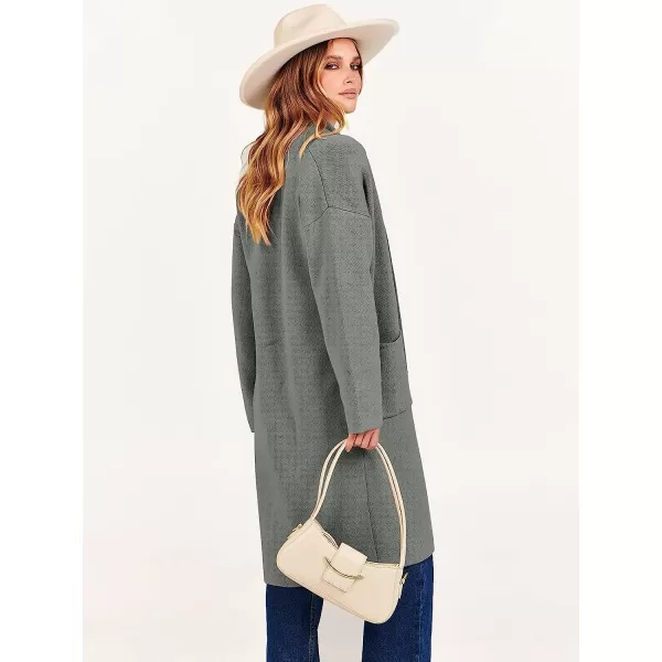 imageANRABESS Womens 2023 Fall Long Sleeve Open Front Lapel Casual Knit Oversized Coat Cardigan Sweater with PocketsGrey