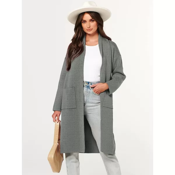 imageANRABESS Womens 2023 Fall Long Sleeve Open Front Lapel Casual Knit Oversized Coat Cardigan Sweater with PocketsGrey