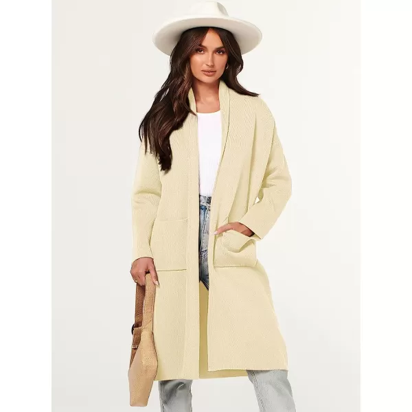 imageANRABESS Womens 2023 Fall Long Sleeve Open Front Lapel Casual Knit Oversized Coat Cardigan Sweater with PocketsKhaki