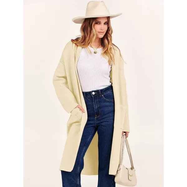imageANRABESS Womens 2023 Fall Long Sleeve Open Front Lapel Casual Knit Oversized Coat Cardigan Sweater with PocketsKhaki