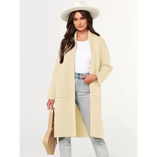 imageANRABESS Womens 2023 Fall Long Sleeve Open Front Lapel Casual Knit Oversized Coat Cardigan Sweater with PocketsKhaki