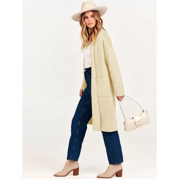 imageANRABESS Womens 2023 Fall Long Sleeve Open Front Lapel Casual Knit Oversized Coat Cardigan Sweater with PocketsKhaki