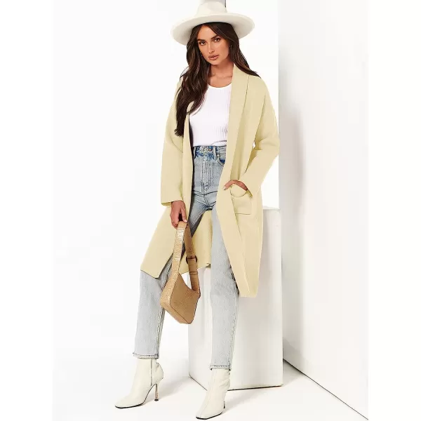 imageANRABESS Womens 2023 Fall Long Sleeve Open Front Lapel Casual Knit Oversized Coat Cardigan Sweater with PocketsKhaki