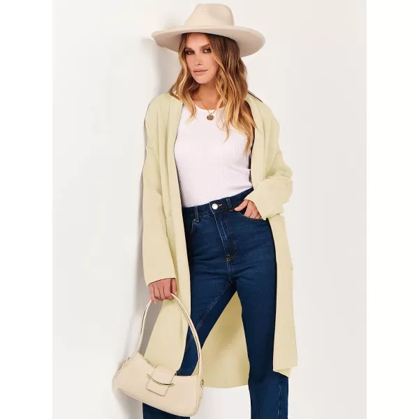 imageANRABESS Womens 2023 Fall Long Sleeve Open Front Lapel Casual Knit Oversized Coat Cardigan Sweater with PocketsKhaki