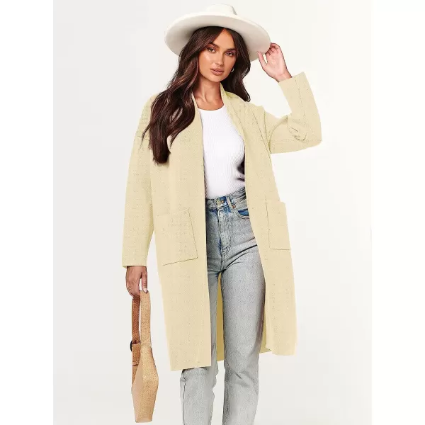 imageANRABESS Womens 2023 Fall Long Sleeve Open Front Lapel Casual Knit Oversized Coat Cardigan Sweater with PocketsKhaki
