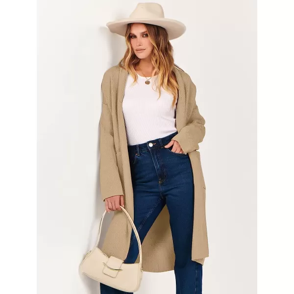 imageANRABESS Womens 2023 Fall Long Sleeve Open Front Lapel Casual Knit Oversized Coat Cardigan Sweater with PocketsLight Camel