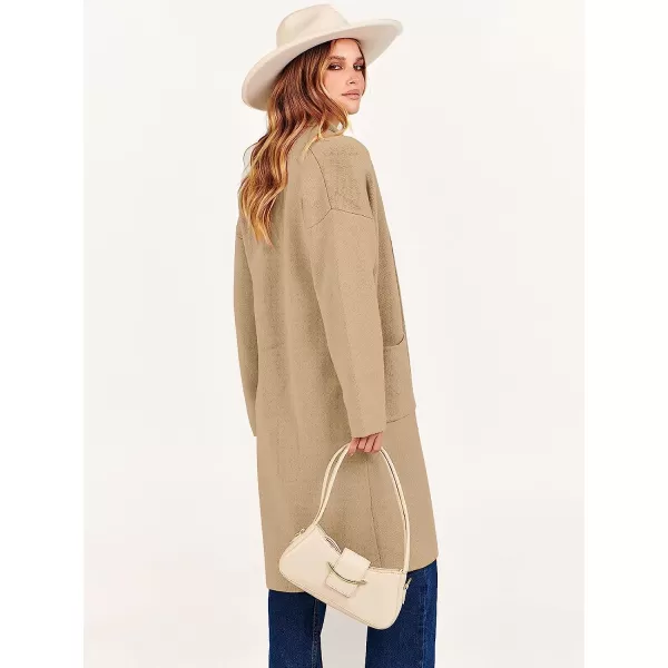 imageANRABESS Womens 2023 Fall Long Sleeve Open Front Lapel Casual Knit Oversized Coat Cardigan Sweater with PocketsLight Camel