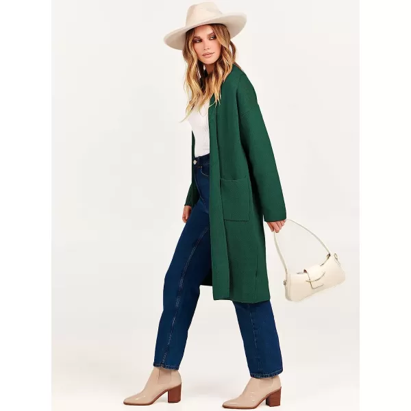 imageANRABESS Womens 2023 Fall Long Sleeve Open Front Lapel Casual Knit Oversized Coat Cardigan Sweater with PocketsOpal Green