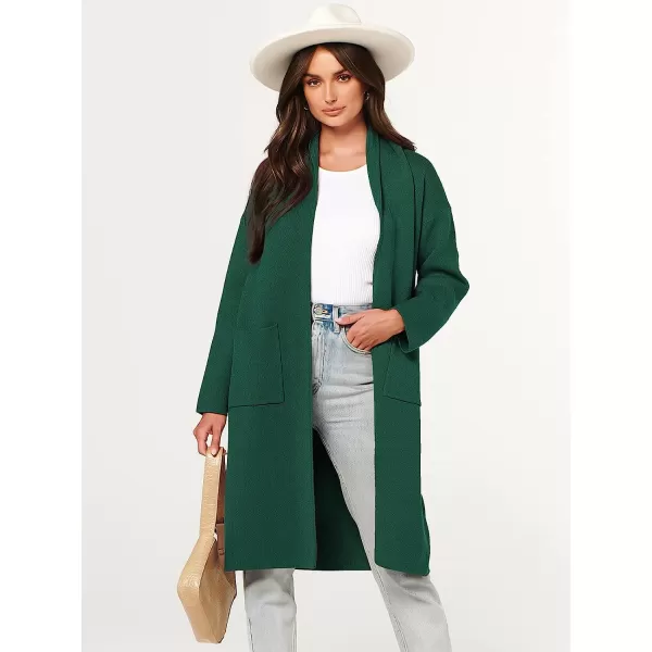 imageANRABESS Womens 2023 Fall Long Sleeve Open Front Lapel Casual Knit Oversized Coat Cardigan Sweater with PocketsOpal Green
