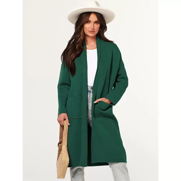imageANRABESS Womens 2023 Fall Long Sleeve Open Front Lapel Casual Knit Oversized Coat Cardigan Sweater with PocketsOpal Green