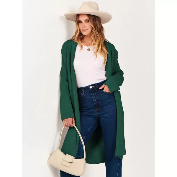 imageANRABESS Womens 2023 Fall Long Sleeve Open Front Lapel Casual Knit Oversized Coat Cardigan Sweater with PocketsOpal Green