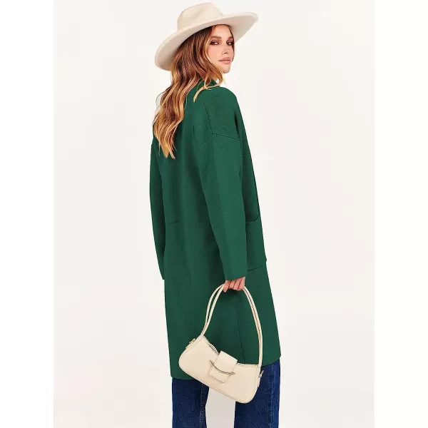 imageANRABESS Womens 2023 Fall Long Sleeve Open Front Lapel Casual Knit Oversized Coat Cardigan Sweater with PocketsOpal Green