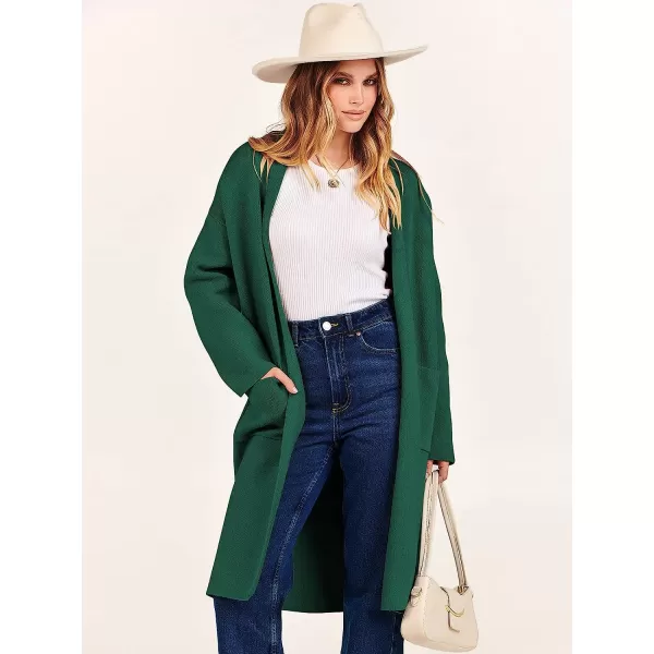 imageANRABESS Womens 2023 Fall Long Sleeve Open Front Lapel Casual Knit Oversized Coat Cardigan Sweater with PocketsOpal Green