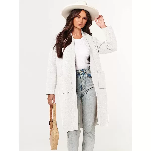 imageANRABESS Womens 2023 Fall Long Sleeve Open Front Lapel Casual Knit Oversized Coat Cardigan Sweater with PocketsWhite