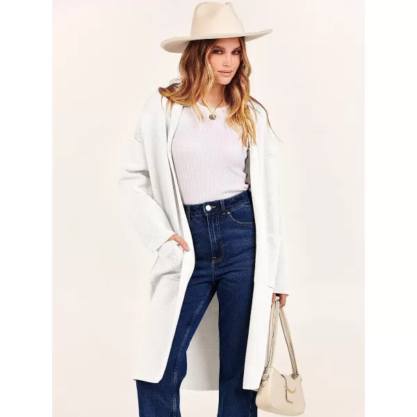 imageANRABESS Womens 2023 Fall Long Sleeve Open Front Lapel Casual Knit Oversized Coat Cardigan Sweater with PocketsWhite