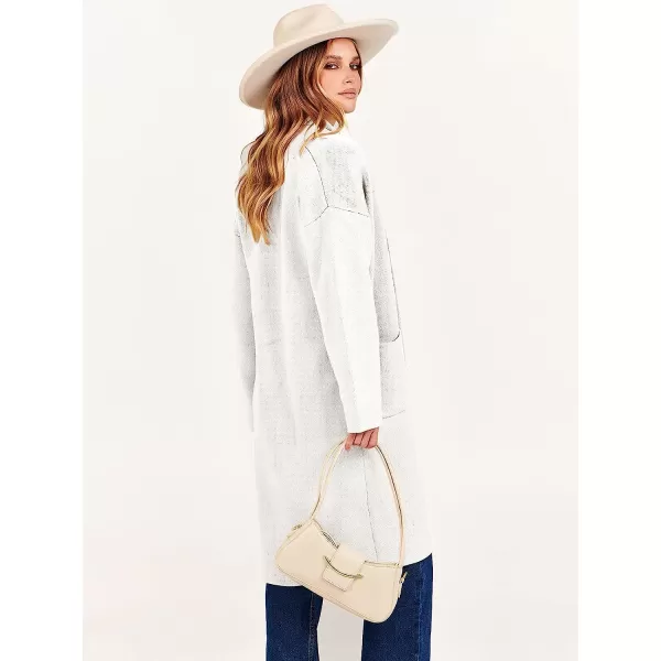 imageANRABESS Womens 2023 Fall Long Sleeve Open Front Lapel Casual Knit Oversized Coat Cardigan Sweater with PocketsWhite