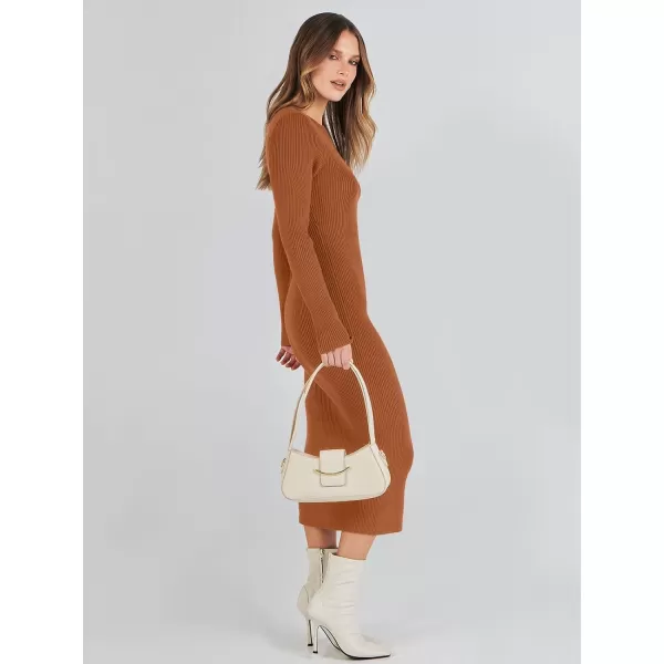 imageANRABESS Womens 2023 Fall Long Sleeve Sweater Dress Crewneck Slim Fit Ribbed Knit Bodycon Midi DressANRABESS Womens 2023 Fall Long Sleeve Sweater Dress Crewneck Slim Fit Ribbed Knit Bodycon Midi Dress
