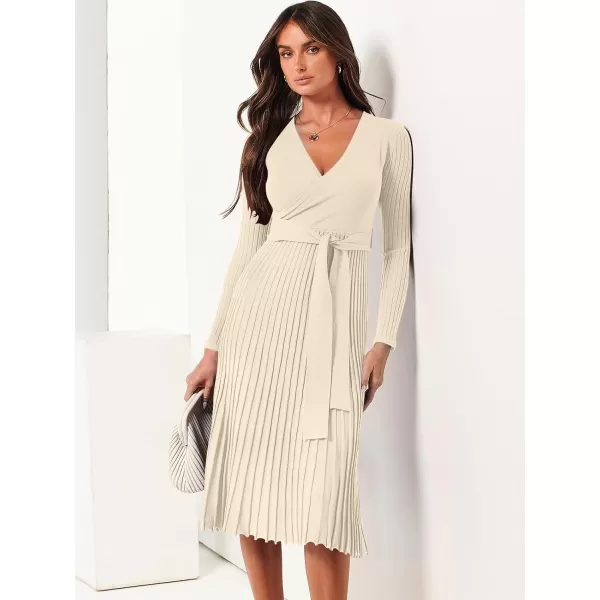 imageANRABESS Womens 2023 Fall Long Sleeve Sweater Dress Wrap V Neck Pleated Ribbed Knit A Line Belted Tie Waist Midi DressANRABESS Womens 2023 Fall Long Sleeve Sweater Dress Wrap V Neck Pleated Ribbed Knit A Line Belted Tie Waist Midi Dress