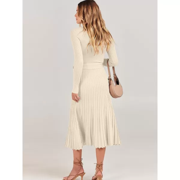 imageANRABESS Womens 2023 Fall Long Sleeve Sweater Dress Wrap V Neck Pleated Ribbed Knit A Line Belted Tie Waist Midi DressANRABESS Womens 2023 Fall Long Sleeve Sweater Dress Wrap V Neck Pleated Ribbed Knit A Line Belted Tie Waist Midi Dress