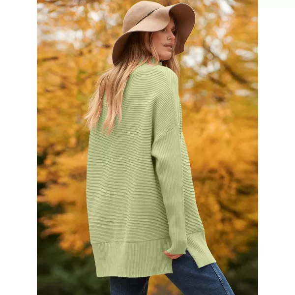 imageANRABESS Womens 2023 Fall Sweaters Oversized Turtleneck Long Batwing Sleeve Split Hem Pullover Knit Sweater TopsYellow