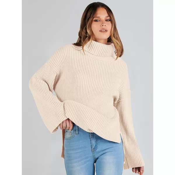 imageANRABESS Womens 2023 Fall Turtleneck Oversized Pullover Sweaters Long Sleeves Ribbed Knit Chunky Sweater TopsApricot