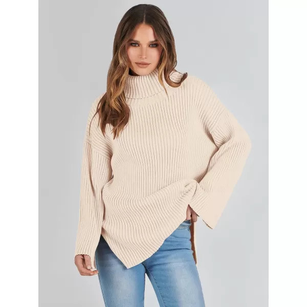 imageANRABESS Womens 2023 Fall Turtleneck Oversized Pullover Sweaters Long Sleeves Ribbed Knit Chunky Sweater TopsApricot