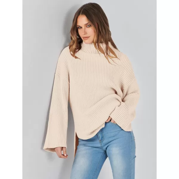 imageANRABESS Womens 2023 Fall Turtleneck Oversized Pullover Sweaters Long Sleeves Ribbed Knit Chunky Sweater TopsApricot