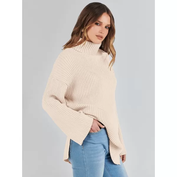imageANRABESS Womens 2023 Fall Turtleneck Oversized Pullover Sweaters Long Sleeves Ribbed Knit Chunky Sweater TopsApricot