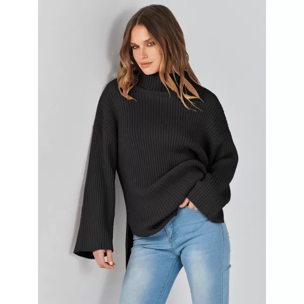 imageANRABESS Womens 2023 Fall Turtleneck Oversized Pullover Sweaters Long Sleeves Ribbed Knit Chunky Sweater TopsBlack