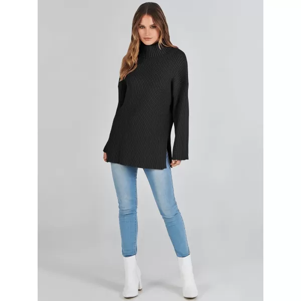 imageANRABESS Womens 2023 Fall Turtleneck Oversized Pullover Sweaters Long Sleeves Ribbed Knit Chunky Sweater TopsBlack