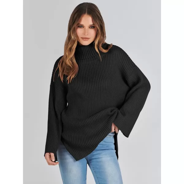 imageANRABESS Womens 2023 Fall Turtleneck Oversized Pullover Sweaters Long Sleeves Ribbed Knit Chunky Sweater TopsBlack